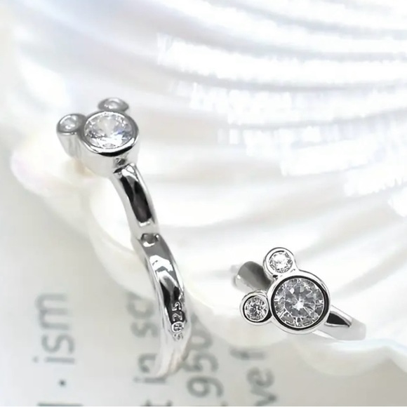 MOUSE STERLING SILVER PINK OR CLEAR CRYSTALS HUGGER HOOPS DISNEY INSPIRED - Picture 4 of 8